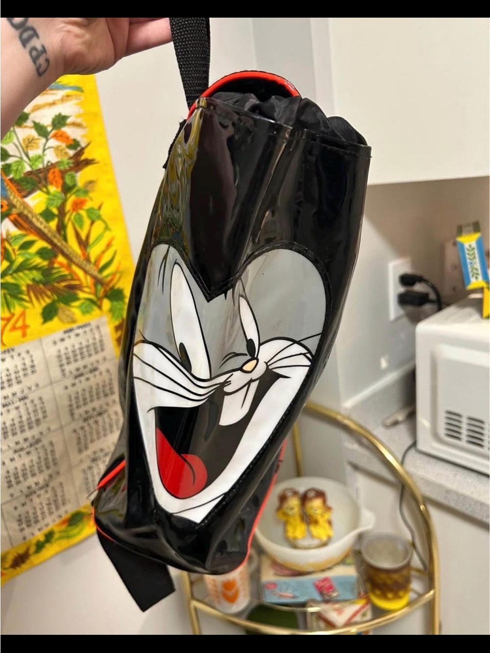 1997 Looney Tunes Black Patent Bugs Bunny Backpack - Picture 2 of 8